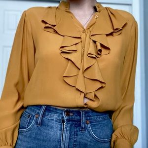 Vintage Mustard Yellow Blouse Size M